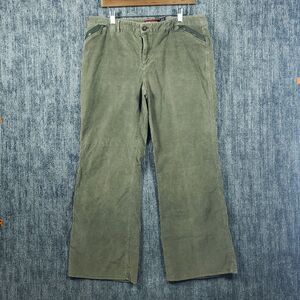 JONES Wear Jeans Sage Green Corduroy Pinwale Pants Womens Sz 16 Zip Pockets Y2K